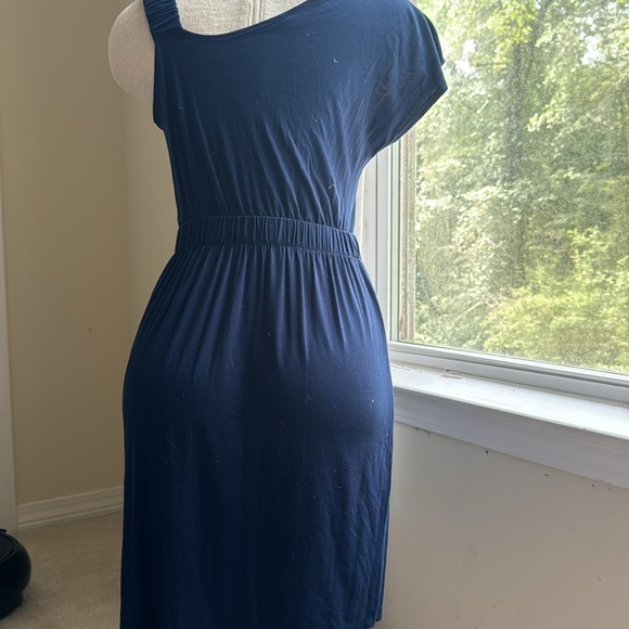 One shoulder Navy Blue Women's Dress - Picture 4 of 4